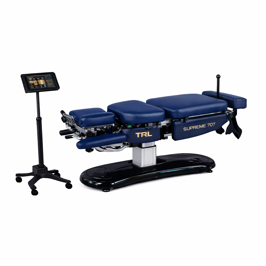 Supreme 707 chiropractic treatment table with motorized sections