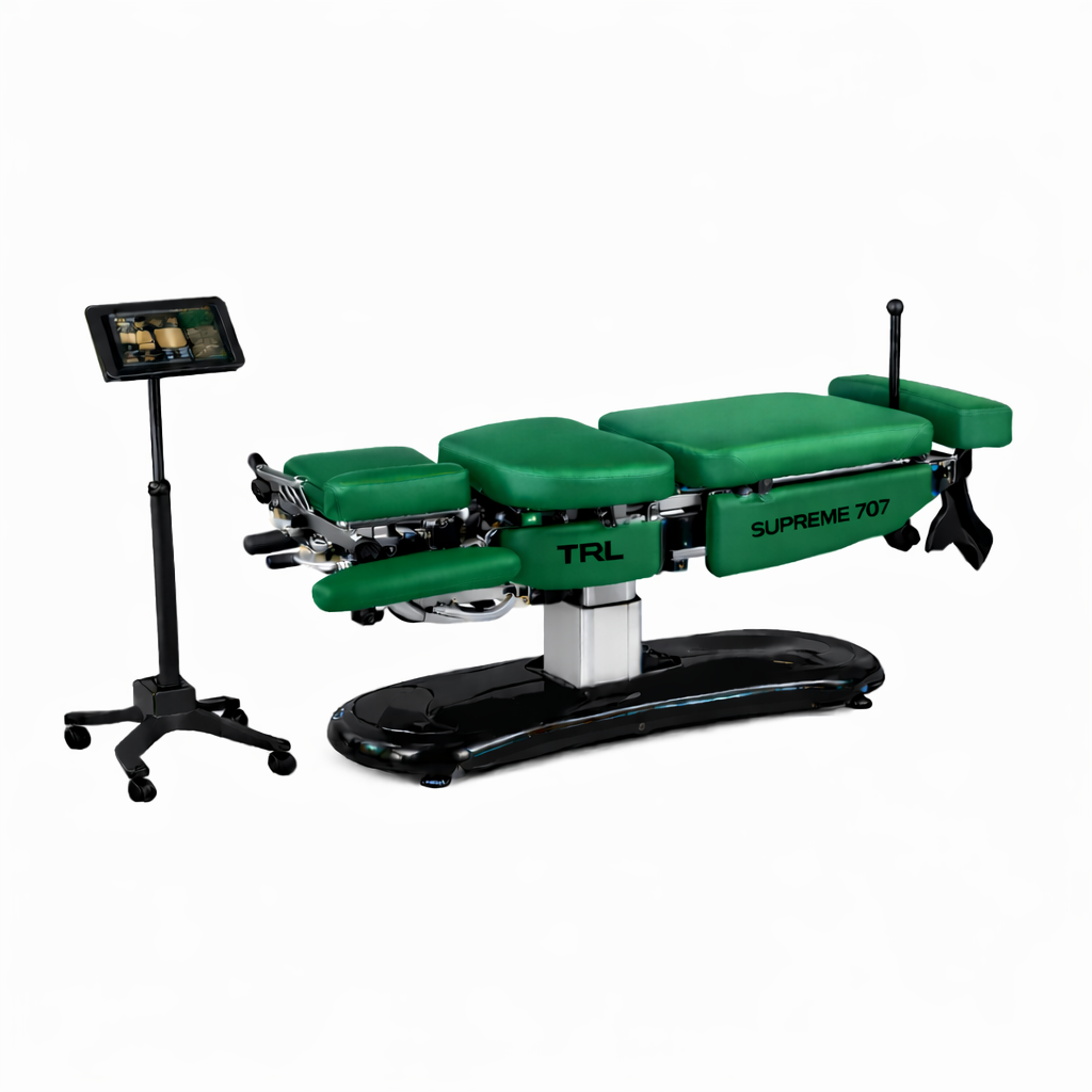 Supreme 707 advanced chiropractic table controls and treatment features