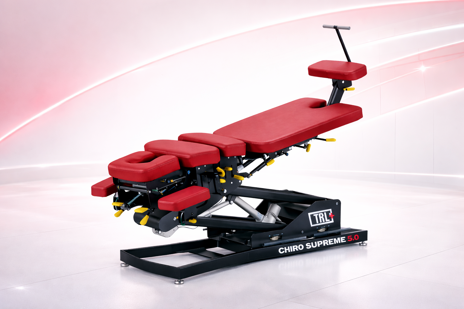 Premium chiropractic flexion distraction table by TRL Tables. Hi-lo chiropractic table with pelvic and cervical drop features