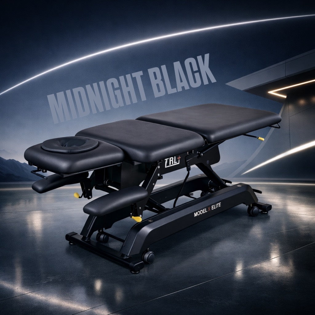    Model X Elite clinic treatment table with adjustable height and premium upholstery