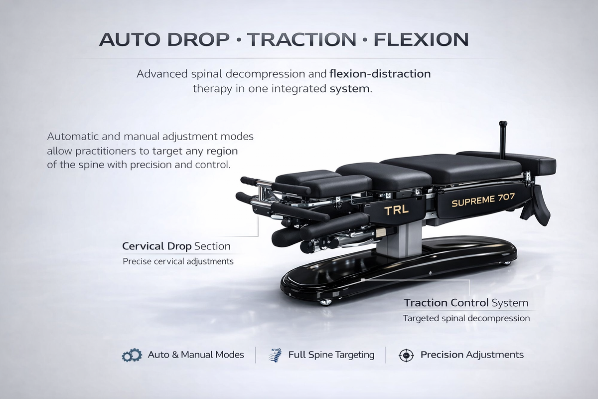 Supreme 707 auto traction and flexion distraction table by TRL Tables
