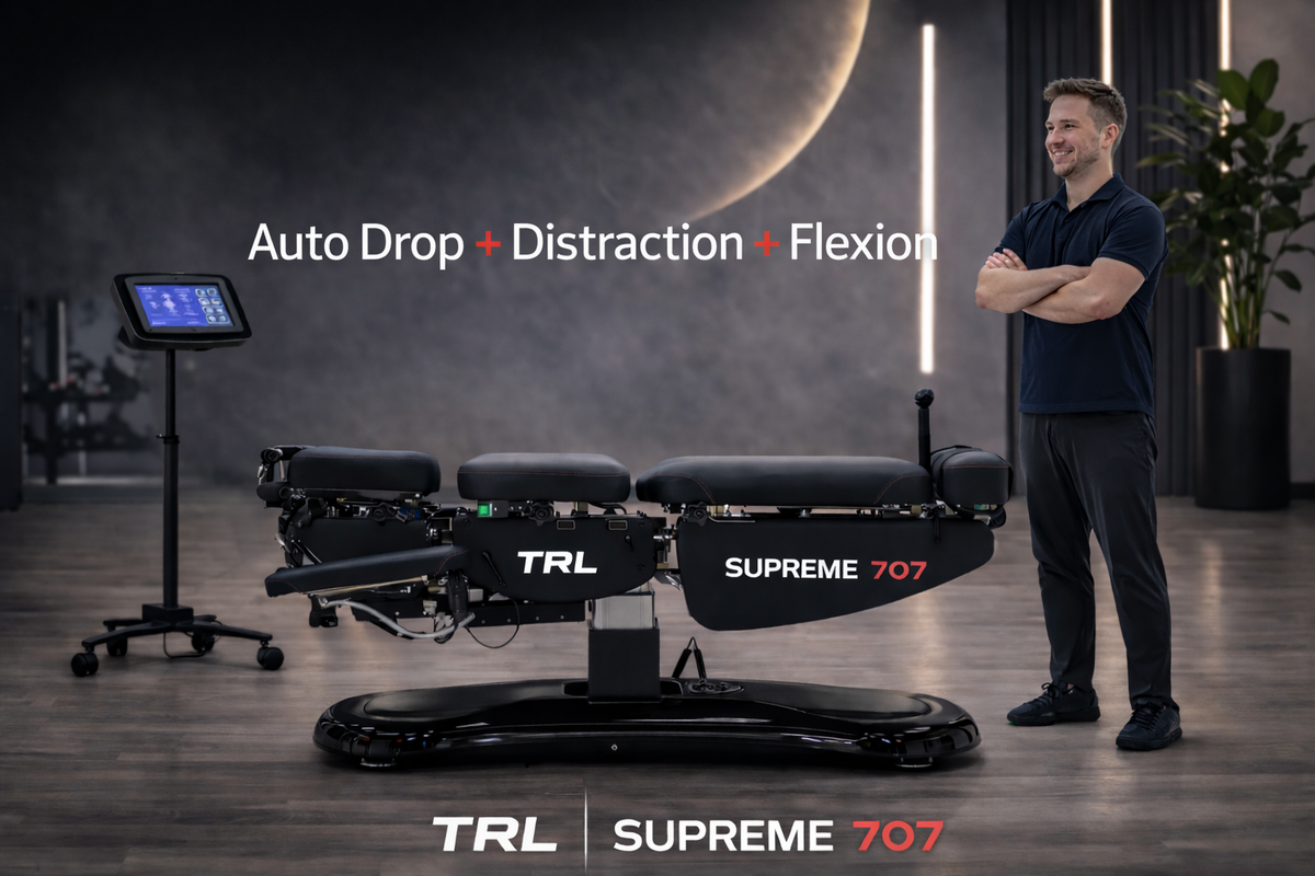 Supreme 707 auto drop chiropractic table with touchscreen controls